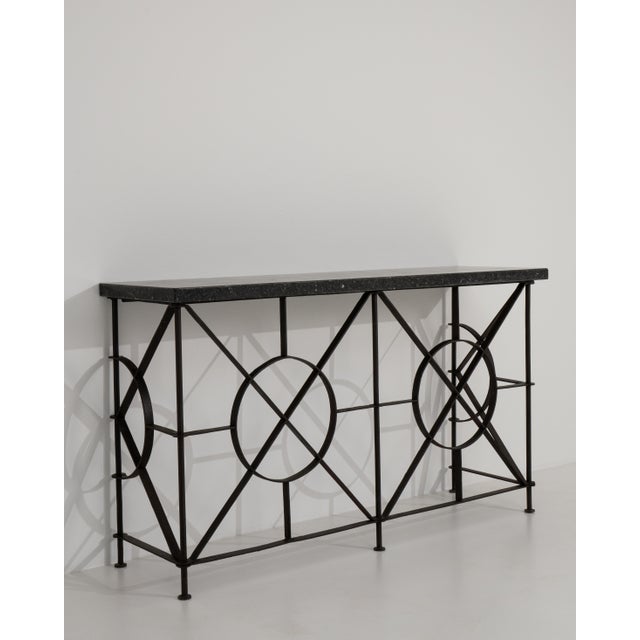 Wrought Iron Console Table With Blue Stone Top For Sale - Image 9 of 9
