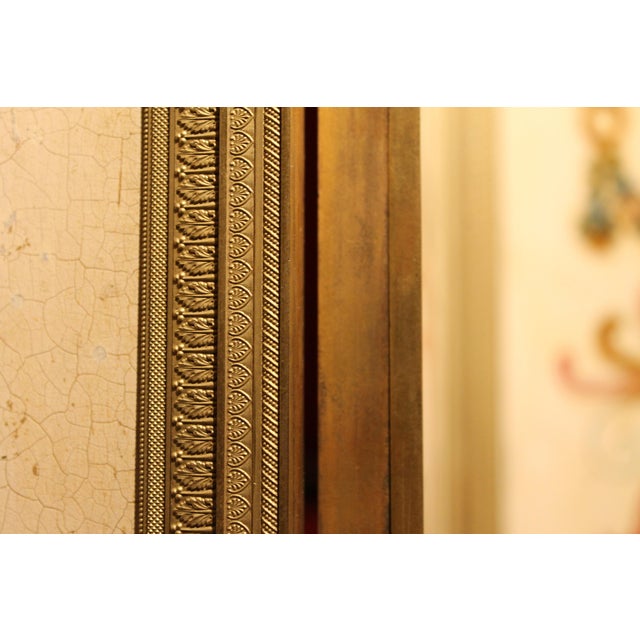 19th Century Italian Six-Panel Painted Wood Folding Screen in Gilt Bronze Frame For Sale - Image 9 of 16