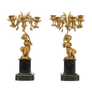 19th Century Gilt Bronze Candelabras, Set of 2