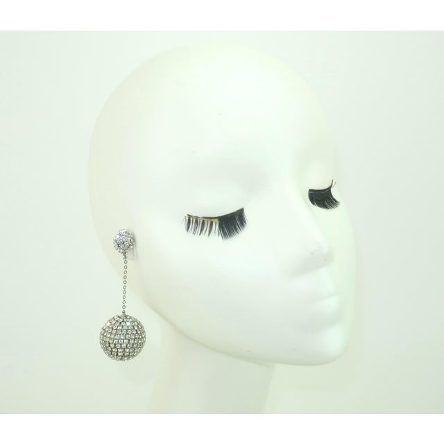 Rhinestone Orb Drop Dangle Earrings, 1960's For Sale In Atlanta - Image 6 of 6