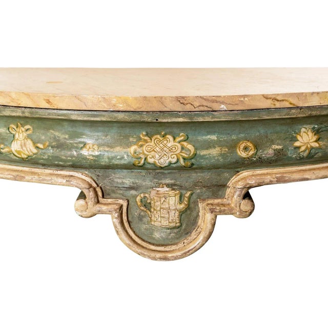 American Mid 20th Century Vintage Mario Buatta Style Demilune For Sale - Image 3 of 5