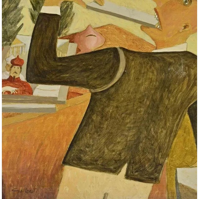 Modern Alberto Gallerati, By Human Tendency, Oil on Canvas, 1970s For Sale - Image 3 of 4