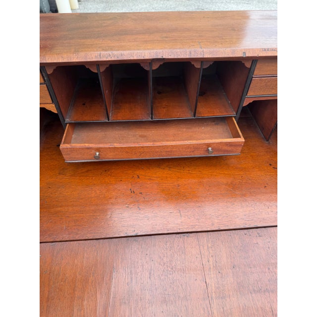 Early 20th Century George III Mahogany Slant Front Desk With Inlay and Fitted Interior For Sale - Image 10 of 12