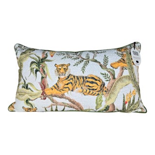 Callisto Home Tiger, Trees & Flowers Down Lumbar Pillow For Sale