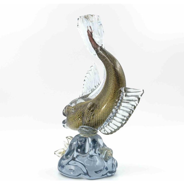 Italian Sommerso Murano Glass Carp Sculpture For Sale - Image 4 of 6