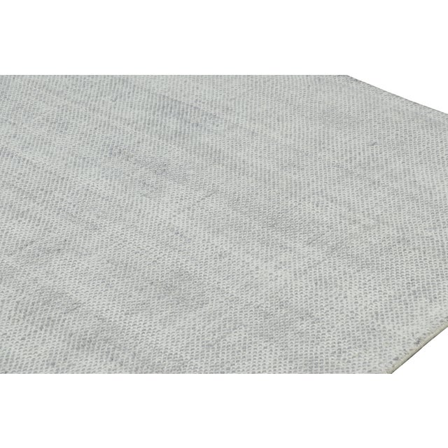 2010s Rug & Kilim’s Oversized Textural Rug in Light Gray and Blue Tones & Striae -12x17 For Sale - Image 5 of 7