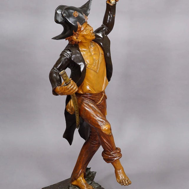 Art Nouveau Large Antique Statue of a French Freedom Fighter Ca. 1920s For Sale - Image 3 of 12