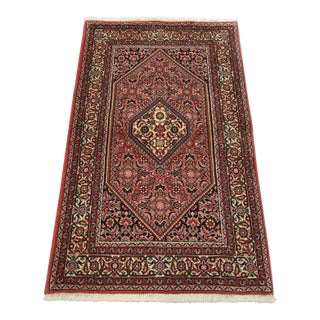 Fine Bidjar Rug 2’10” X 4’8” Red Wool Vintage Traditional Hand-Knotted Carpet For Sale
