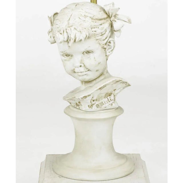 1960s Bruno Merll for Marbro Capodimonte Child Bust Table Lamp For Sale - Image 5 of 9