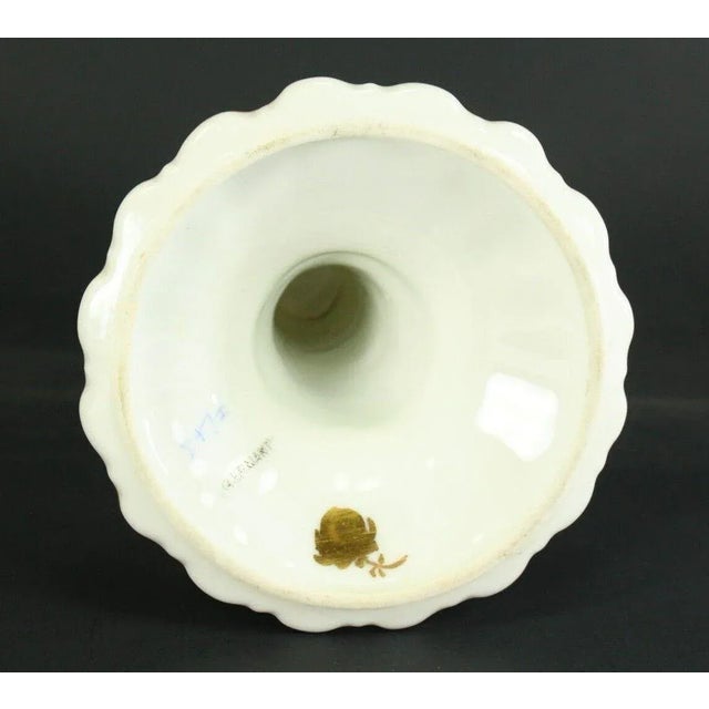 1800's Porcelain Candlestick Gilt & Hand Painted Flowers Germany Marked For Sale - Image 10 of 12