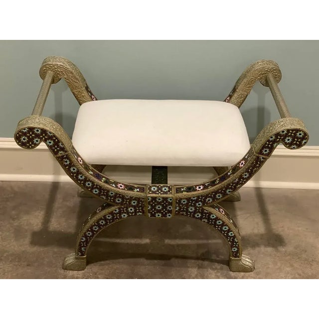 Indian Syrian Enamel Stool For Sale - Image 3 of 12