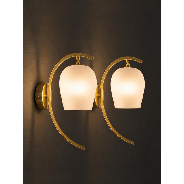 Glass and Brass Wall Lamps by Pietro Chiesa for Fontana Arte, Italy, 1940s, Set of 2 For Sale - Image 18 of 18