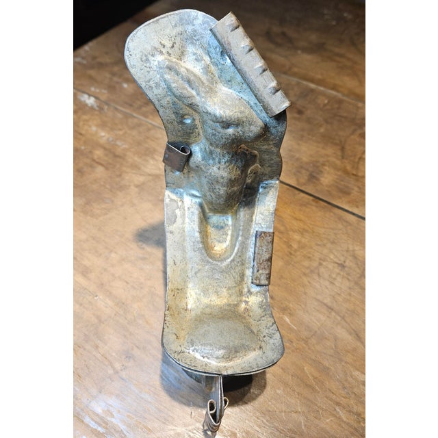 Rare Pewter "Bunny Pushing Wheelbarrow" Victorian Era Ice Cream Mold For Sale In Charlotte - Image 6 of 10