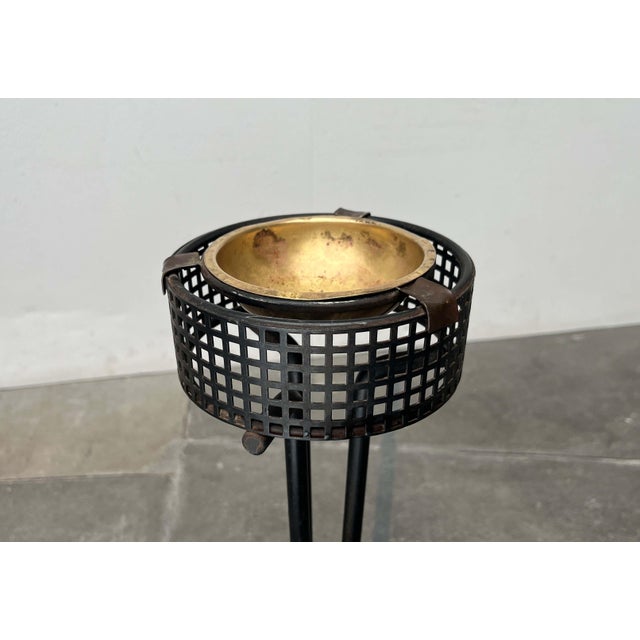 Black Mid-Century Modern Tripod Standing Ashtray with Perforated Metal, 1960s For Sale - Image 8 of 18