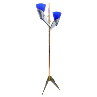 Italian Murano Glass and Brass Floor Lamp from Relco Milano, 1980s For Sale
