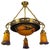 Art Nouveau French Brass Chandelier with Pâte De Verre Glass by Noverdy, 1920s For Sale
