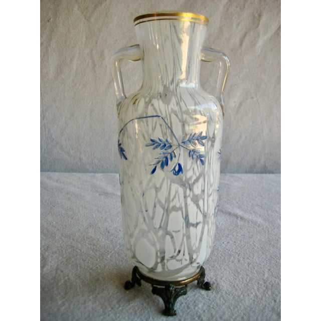 Glass Late 19th Century French Art Nouveau Vase With a Enameled Bird For Sale - Image 7 of 10