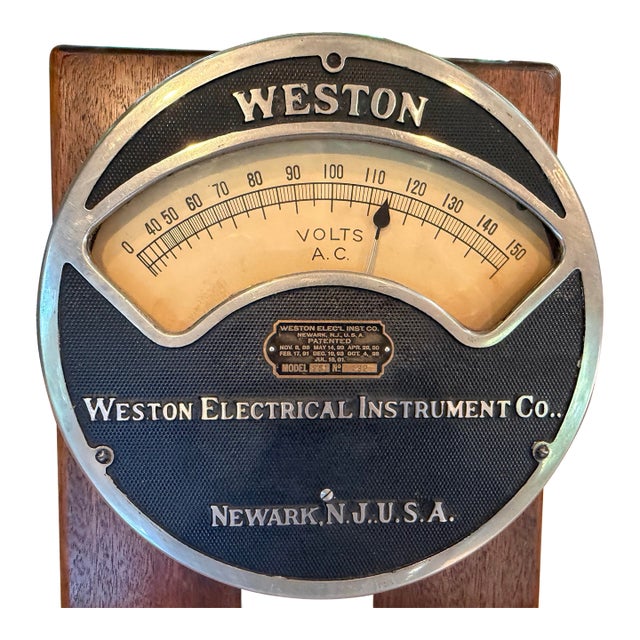 Antique Weston Electrical Instrument Co. Voltmeter From Milwaukee First Street Substation (1910s With Plaques) Working Condition For Sale