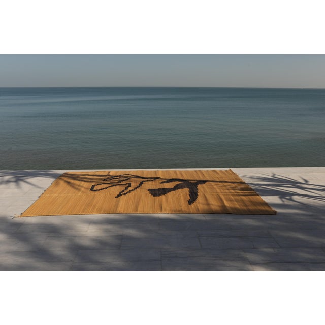 Gray Asfour Bird Fiber Art Rug – Handwoven Tunisian Wall Art, Indoor Outdoor For Sale - Image 8 of 12