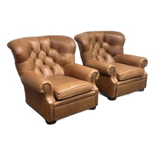 E J Victor for Ralph Lauren Home Writer’s Club Chairs, Pair For Sale