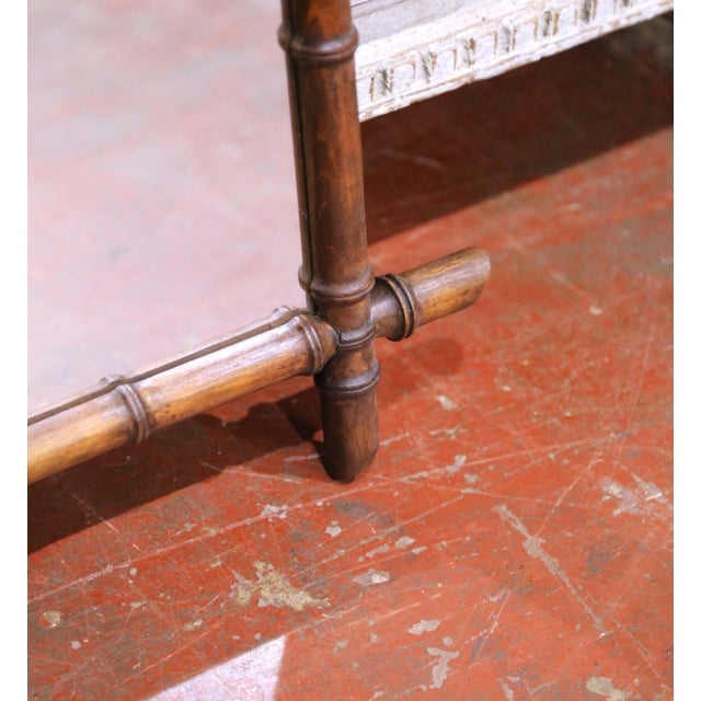 Early 20th Century French Faux Bamboo Walnut Wall Mirror For Sale - Image 4 of 6