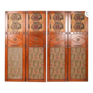 Antique Wood Four-Panel Dressing Screen / Room Divider For Sale