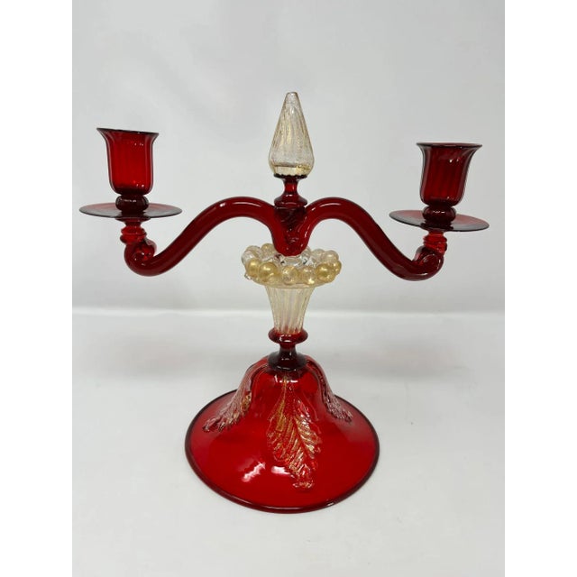 Vintage Murano Glass Candelabras For Sale - Image 11 of 12