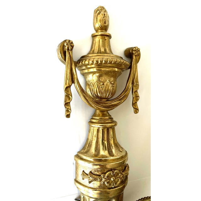 19th Century Monumental Louis XVI French Gilt Bronze Wall Sconces, Set of 2 For Sale - Image 6 of 12