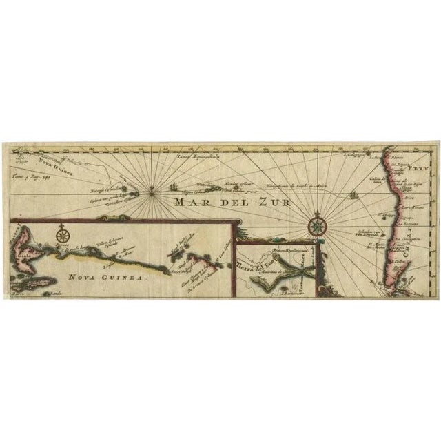Antique Map of the Pacific Ocean by Renneville, 1725 For Sale - Image 6 of 6