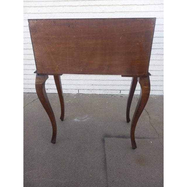 Late 20th Century French Provincial Burl Walnut W/ Inlay Drop Front Desk For Sale In Houston - Image 6 of 9