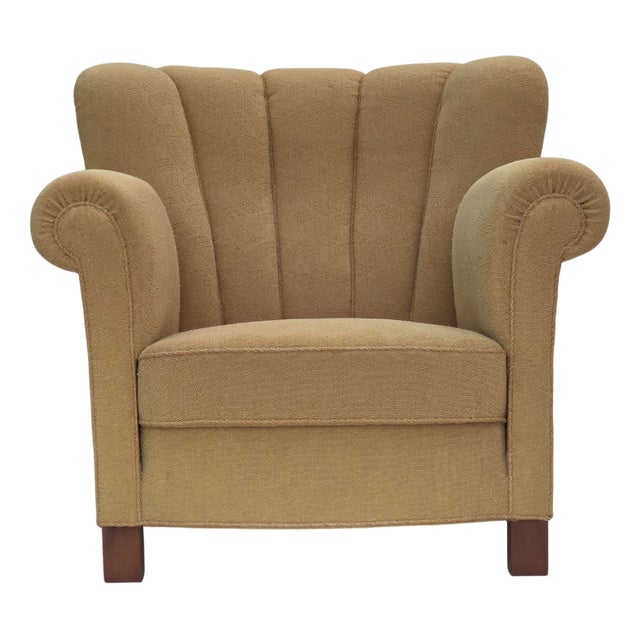 Danish Relax Chair in Light Green Furniture Wool, 1960s For Sale