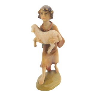 Anri Italy Ulrich Bernardi Shepherd Boy With Lamb Christmas Nativity Figurine For Sale