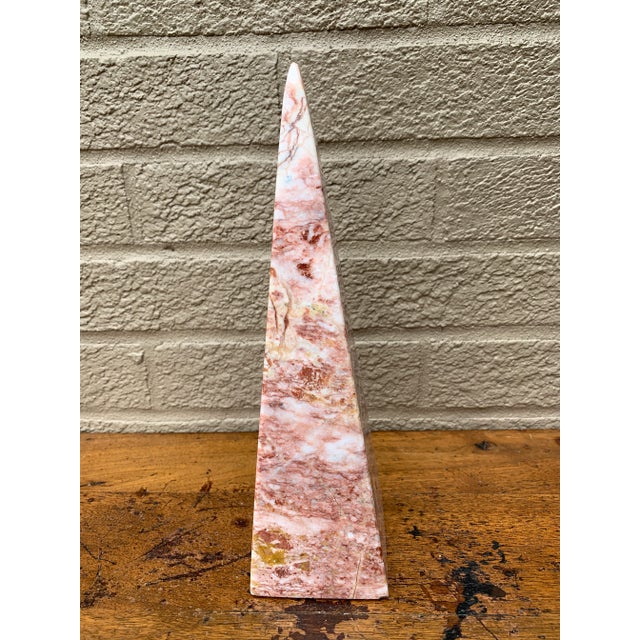Pink Pink Marble Obelisk With Dramatic Veining For Sale - Image 8 of 8