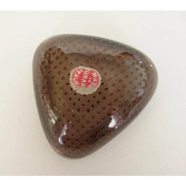 C1950's Italian Hand-Blown Flavio Poli Murano Smoke Coffee Ring, orJewelry Bowl With Bullicante Bubbles For Sale - Image 11 of 13