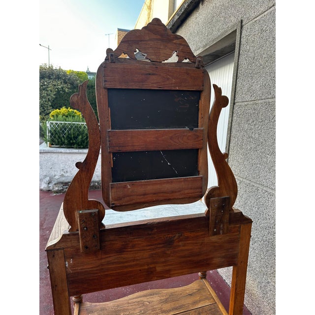 Louis Philippe Cherrywood Dressing Table with Marble Top and Swiveling Mirror, France, 19th Century For Sale - Image 9 of 18