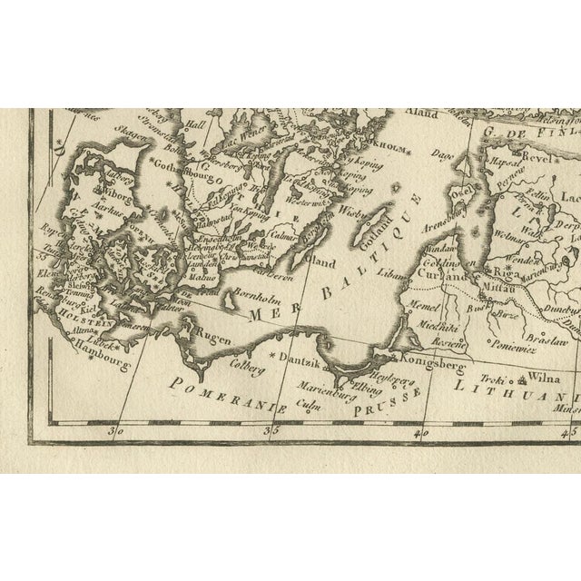 Paper Northern Europe and Arctic Regions Map by Rigobert Bonne, 1780 For Sale - Image 7 of 9