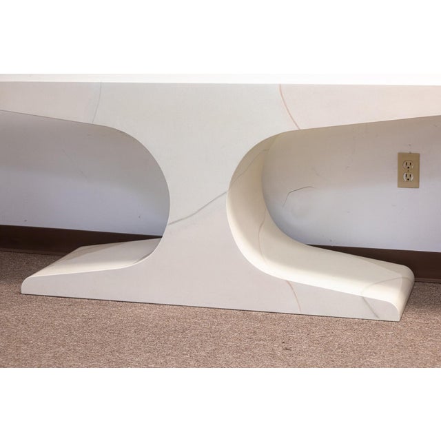 White Vintage 1970s Style White Laminate Console Table and Matching Diamond Mirror For Sale - Image 8 of 10
