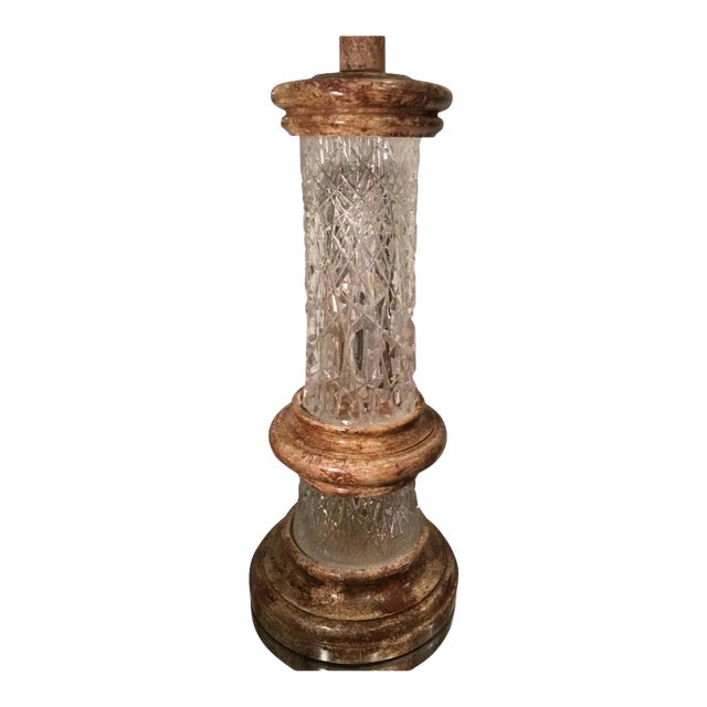 Mid Century Modern Josef Pravec Modernist Cut Austrian Crystal Table Lamp For Sale