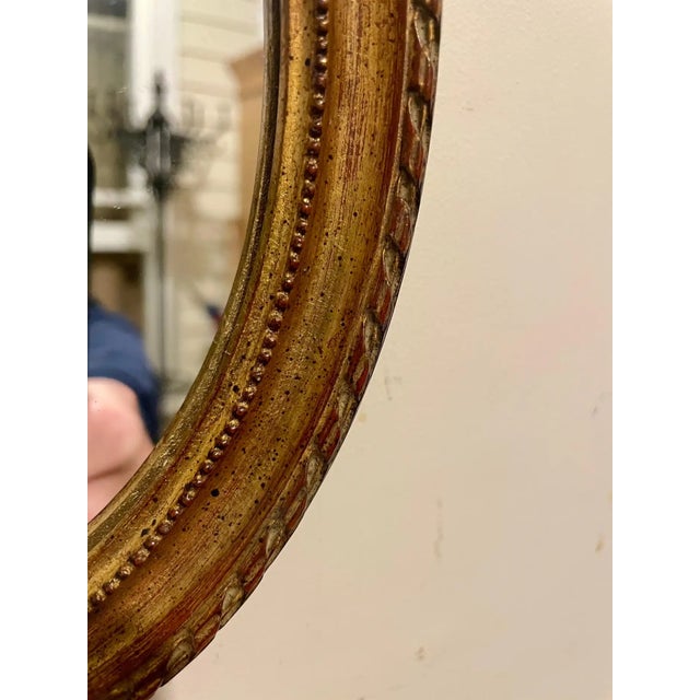 Vintage Gilt Italian Oval Mirror For Sale - Image 4 of 7