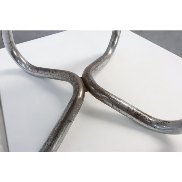 Bauhaus Modernist Stool with Chrome Tubular Frame and Leather Seat, Germany , 1920s For Sale - Image 9 of 11
