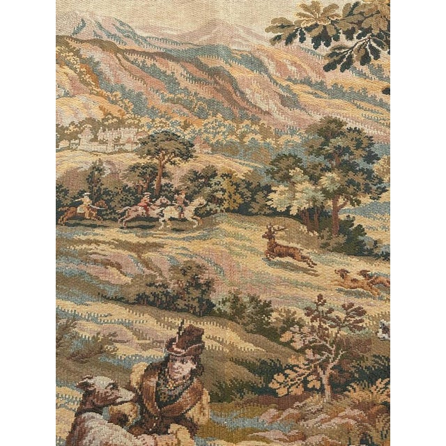 French Aubusson Style Jacquard Tapestry of Hunting with Foxes, 1970s For Sale - Image 16 of 18