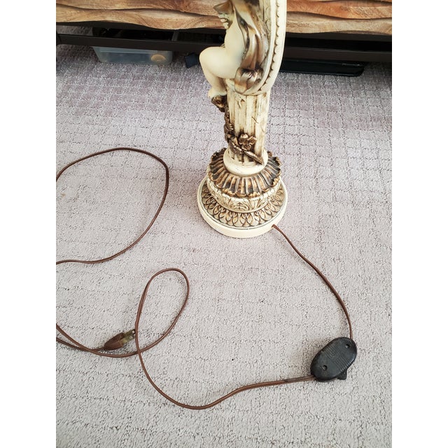 1950s Art Nouveau Cherub Putti Table Lamp - Frosted Glass Grape Cluster ...