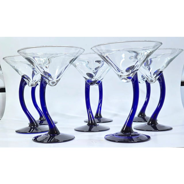 Glass Cobalt Swing Cocktail Glasses- Set of Eight For Sale - Image 7 of 9