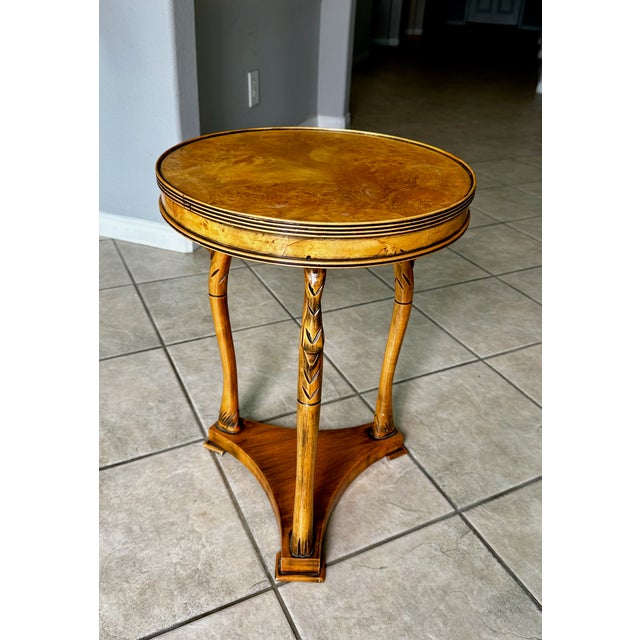 Italian Empire Style Burl Wood Swan Motif Side Table Gueridon For Sale - Image 10 of 18
