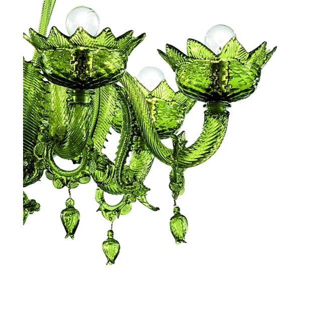 Murano Contemporary Greeen Murano Glass Chandelier For Sale - Image 4 of 11