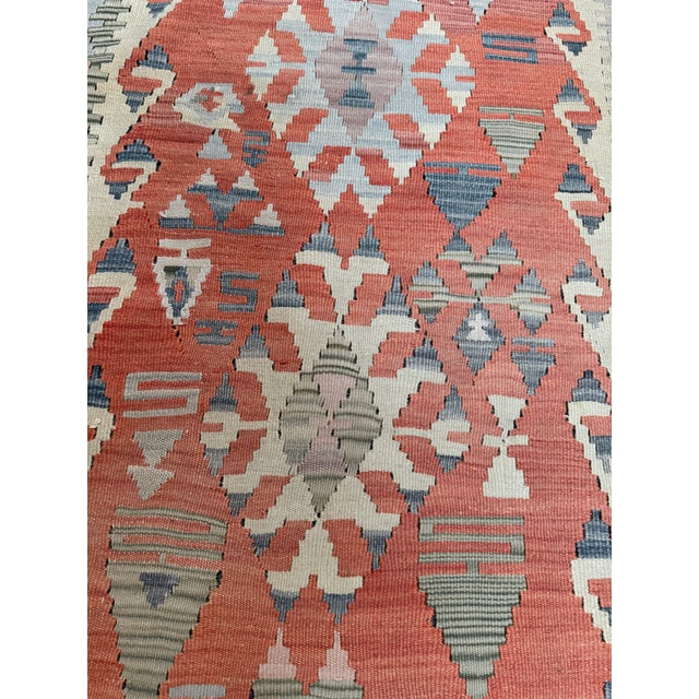 Tribal 3ft × 10ft 3in Hand Woven Flat-Weave Kilim Runner, Vintage For Sale - Image 3 of 12