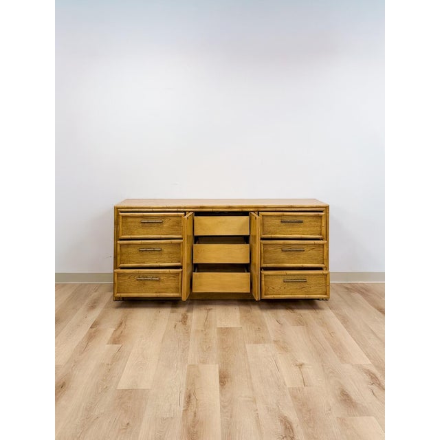 Lea Furniture Faux Bamboo Nine Drawer Dresser Vintage Coastal Bedroom Furniture For Sale - Image 9 of 11