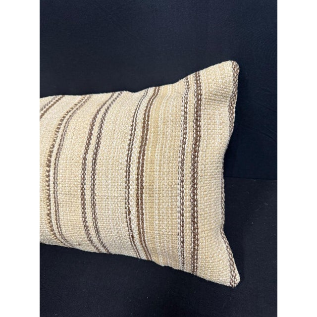 Turkish Hemp Pillow Cushion Natural Beige Brown Cushion Cover 14"x40" For Sale - Image 4 of 4