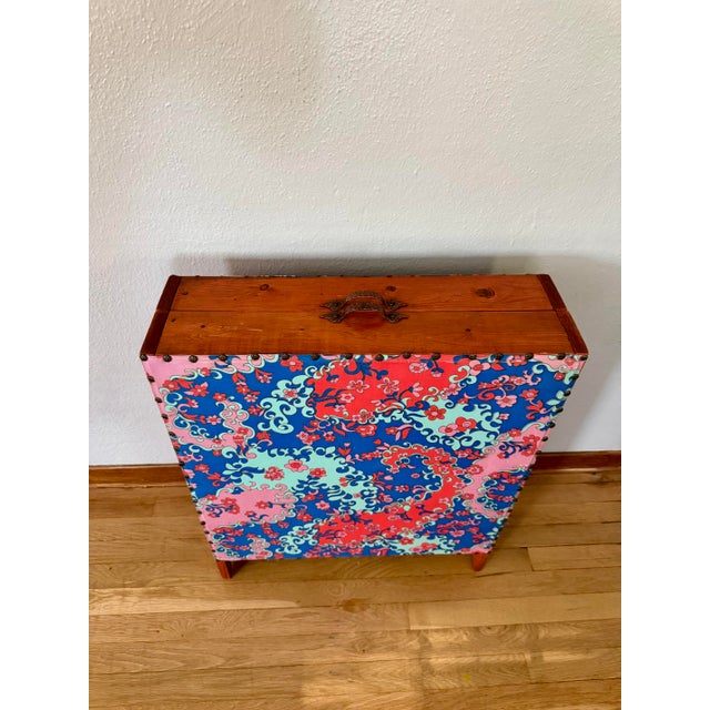 1970s One of a Kind Handmade Folding Sewing & Craft Cabinet Folk Art Organizer For Sale - Image 4 of 12