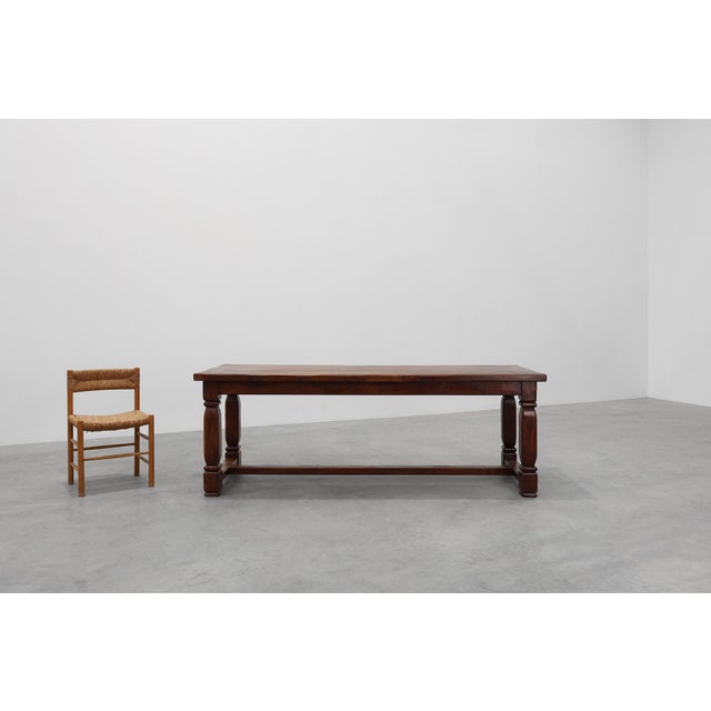 Brown Large French Provincial Rustic Oak Table, 1900s For Sale - Image 8 of 13